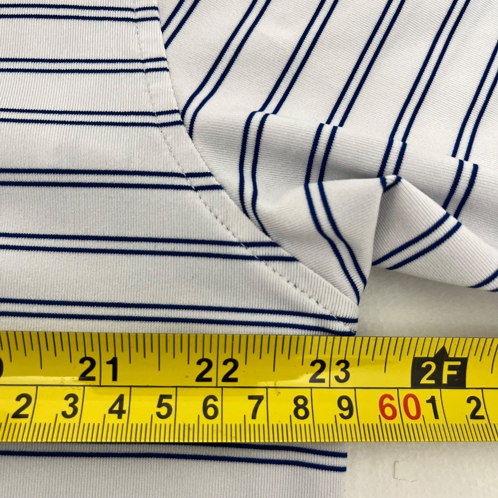 Augusta National Mens Size L Golf Polo Shirt White Blue Striped Short Sleeve - Picture 6 of 7